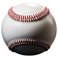 Realistic baseball with red threads and a seam. Close up. Transparent background png