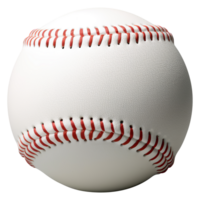 Realistic baseball with red threads and a seam. Close up. Transparent background png