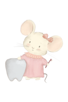 Drawing of a mouse with a tooth and a toothbrush, tooth fairy png