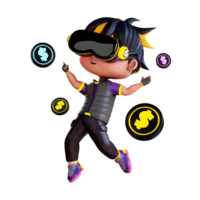 3d Cute Boy Get Coins png