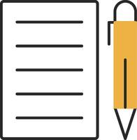 Pen And Paper Skined Filled Icon vector