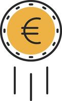 Euro Sign Skined Filled Icon vector