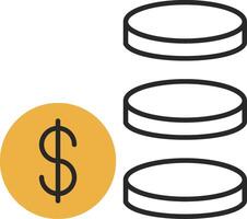 Coin Stack Skined Filled Icon vector