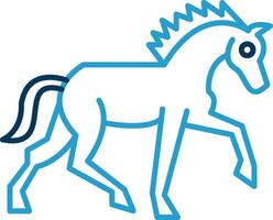 caballo línea azul dos color icono vector