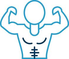 Muscle Man Line Blue Two Color Icon vector
