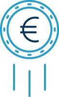 euro firmar línea azul dos color icono vector