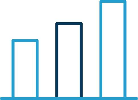 grafico línea azul dos color icono vector