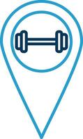 Gym Location Line Blue Two Color Icon vector