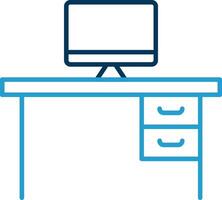 escritorio línea azul dos color icono vector