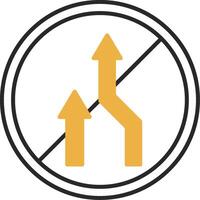 No Overtaking Skined Filled Icon vector