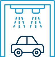 Car Wash Line Blue Two Color Icon vector