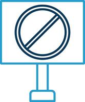 prohibido firmar línea azul dos color icono vector