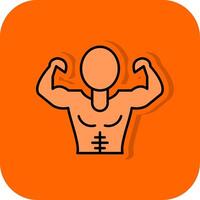 Muscle Man Filled Orange background Icon vector