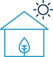 Eco House Line Blue Two Color Icon vector