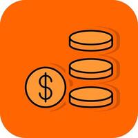 Coin Stack Filled Orange background Icon vector