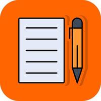 Pen And Paper Filled Orange background Icon vector