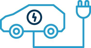 Electric Car Line Blue Two Color Icon vector