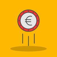 Euro Sign Filled Shadow Icon vector