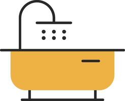 Bathtub Skined Filled Icon vector