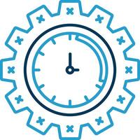 hora administración línea azul dos color icono vector