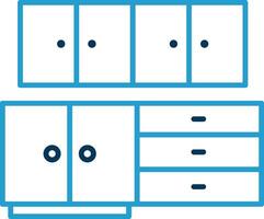 Kitchen Cabinet Line Blue Two Color Icon vector