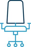 silla línea azul dos color icono vector