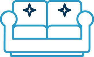 Couch Line Blue Two Color Icon vector