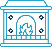 Fireplace Line Blue Two Color Icon vector