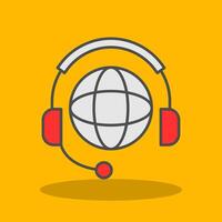 Worldwide Support Filled Shadow Icon vector