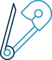 Safety Pin Line Blue Two Color Icon vector