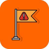 Warning Flag Filled Orange background Icon vector