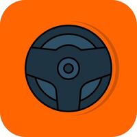 Steering Wheel Filled Orange background Icon vector