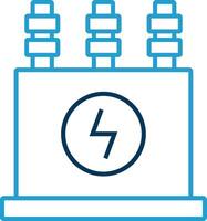 Power Transformer Line Blue Two Color Icon vector