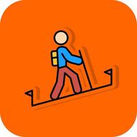 Hiking Filled Orange background Icon vector