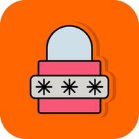 Password Filled Orange background Icon vector