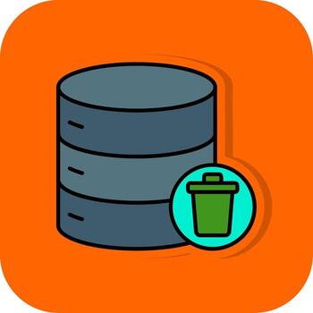 Delete Data Filled Orange background Icon vector