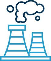 Air Pollution Line Blue Two Color Icon vector