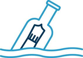 Message In A Bottle Line Blue Two Color Icon vector