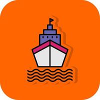 Ship Filled Orange background Icon vector