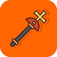 Scepter Filled Orange background Icon vector