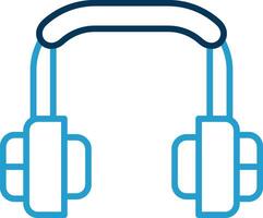 Earphone Line Blue Two Color Icon vector