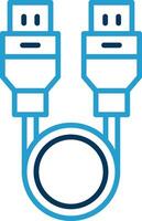 Usb Cable Line Blue Two Color Icon vector