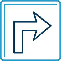 Turn Right Line Blue Two Color Icon vector