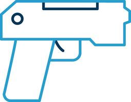 pistola línea azul dos color icono vector