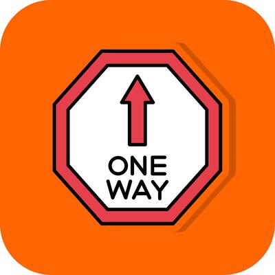 One Way Filled Orange background Icon