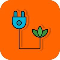 Eco Plug Filled Orange background Icon vector