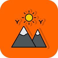 montañas lleno naranja antecedentes icono vector