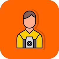 Camera Man Filled Orange background Icon vector