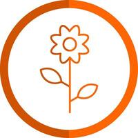 Flowers Line Orange Circle Icon vector