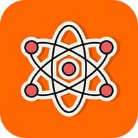 Atom Filled Orange background Icon vector